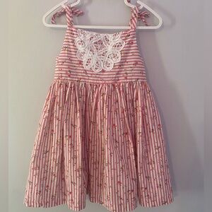 Pippa & Julie Pink Floral Striped Dress with Lace